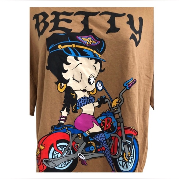 Betty Boop brown hot winking betty on motorcycle t-shirt size XL‎ new - Picture 8 of 9